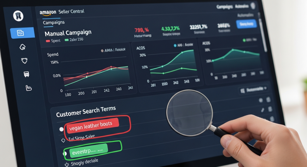 Set 1 EHP CONSULTING AMAZON search term report harvest exact match negative keywords advertising data