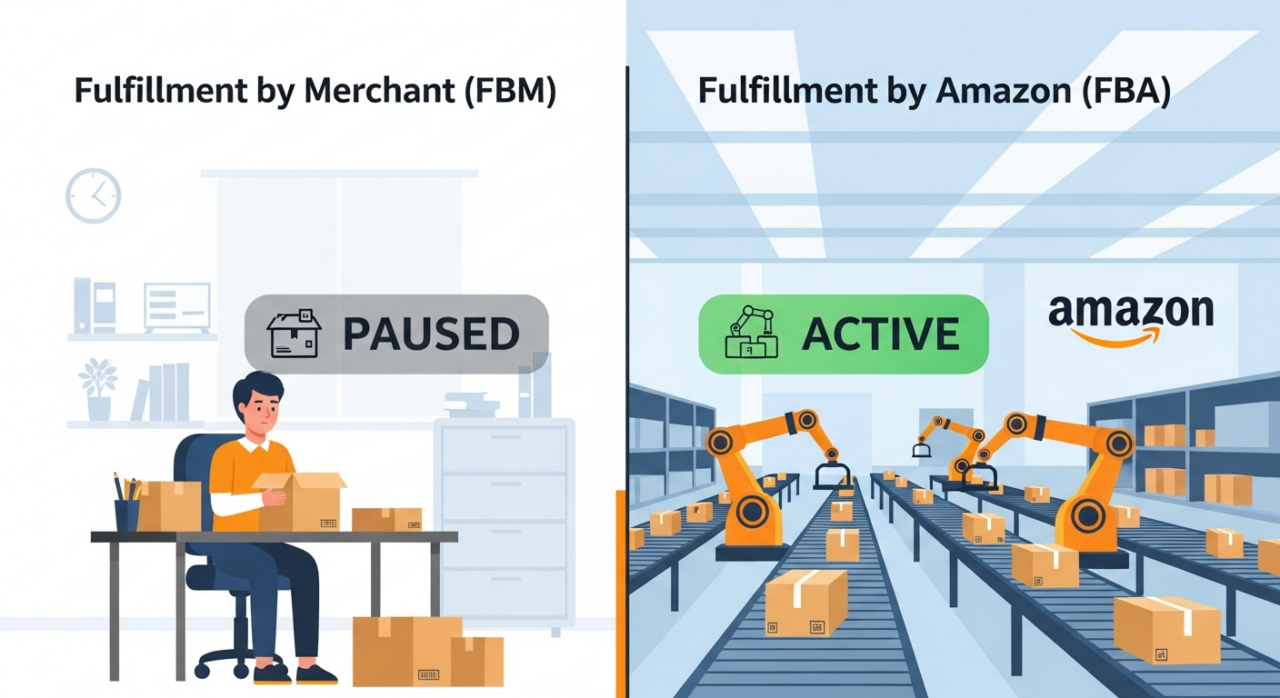 Activate vacation mode in Amazon seller account EHP Consulting store settings tutorial guide