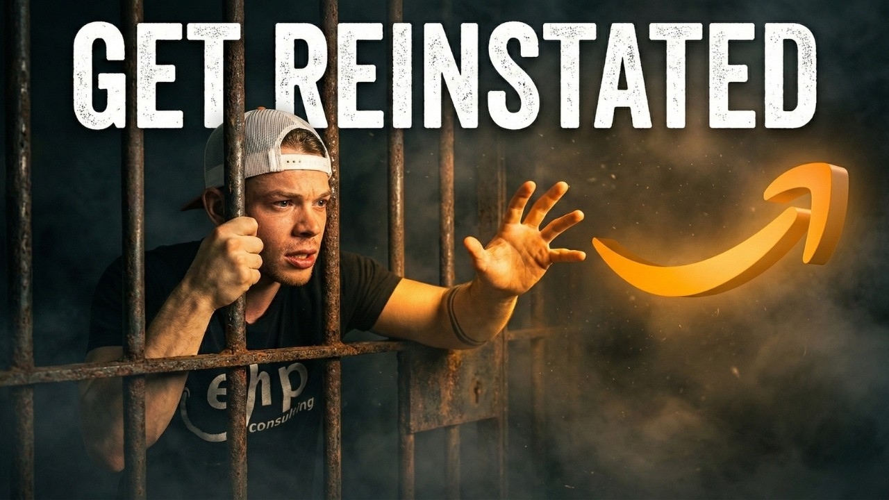 An EHP presenter behind bars reaching toward the Amazon smile logo, under the headline Get Reinstated