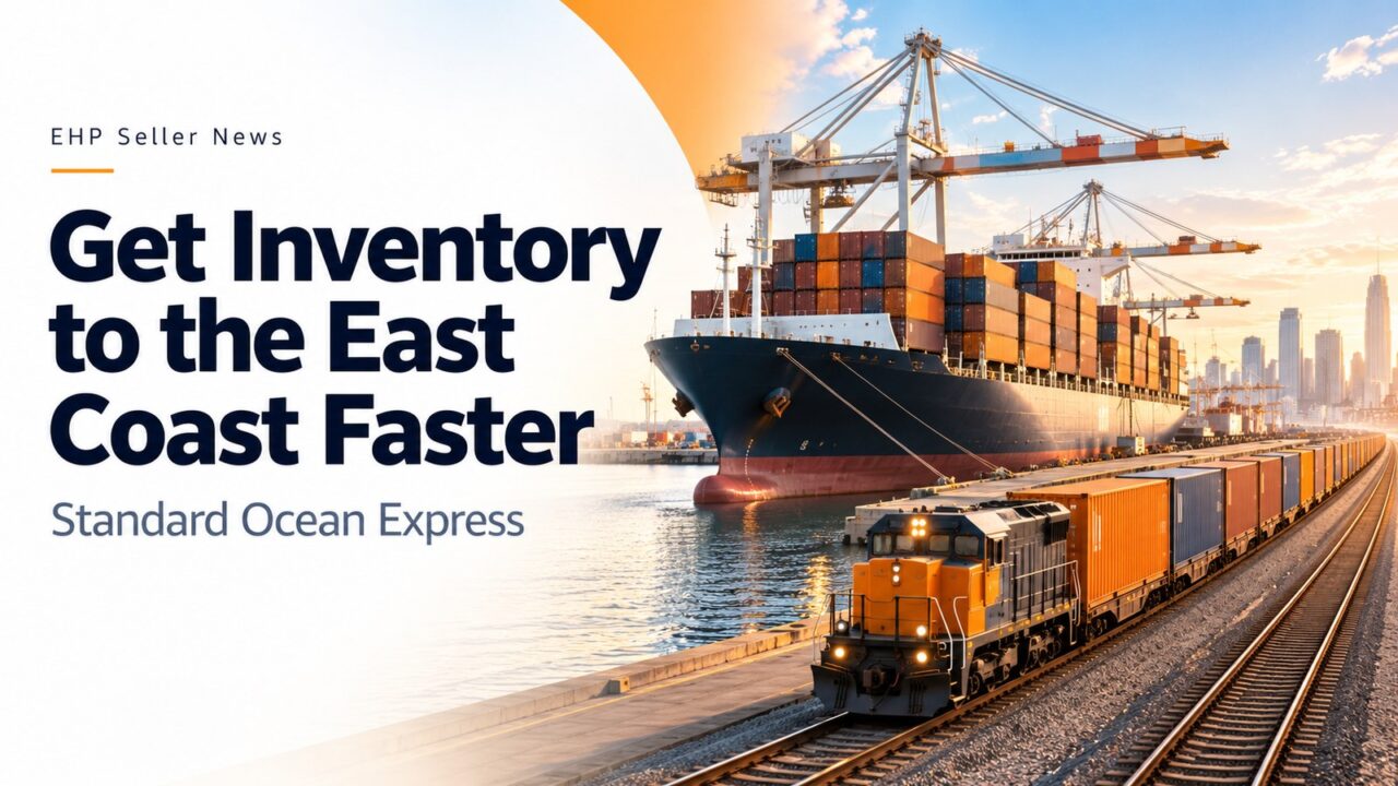 Illustration: cargo ship and freight train for Standard Ocean Express