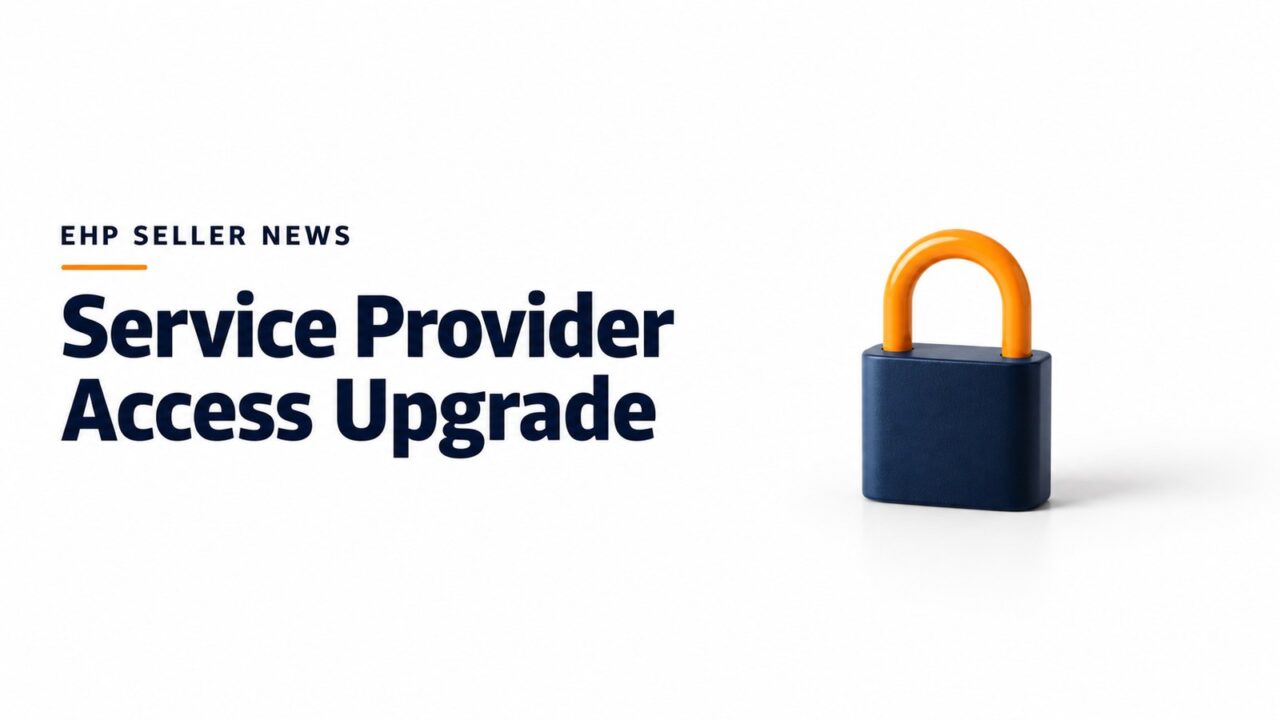 A small navy padlock with an orange shackle beside the headline Service Provider Access Upgrade